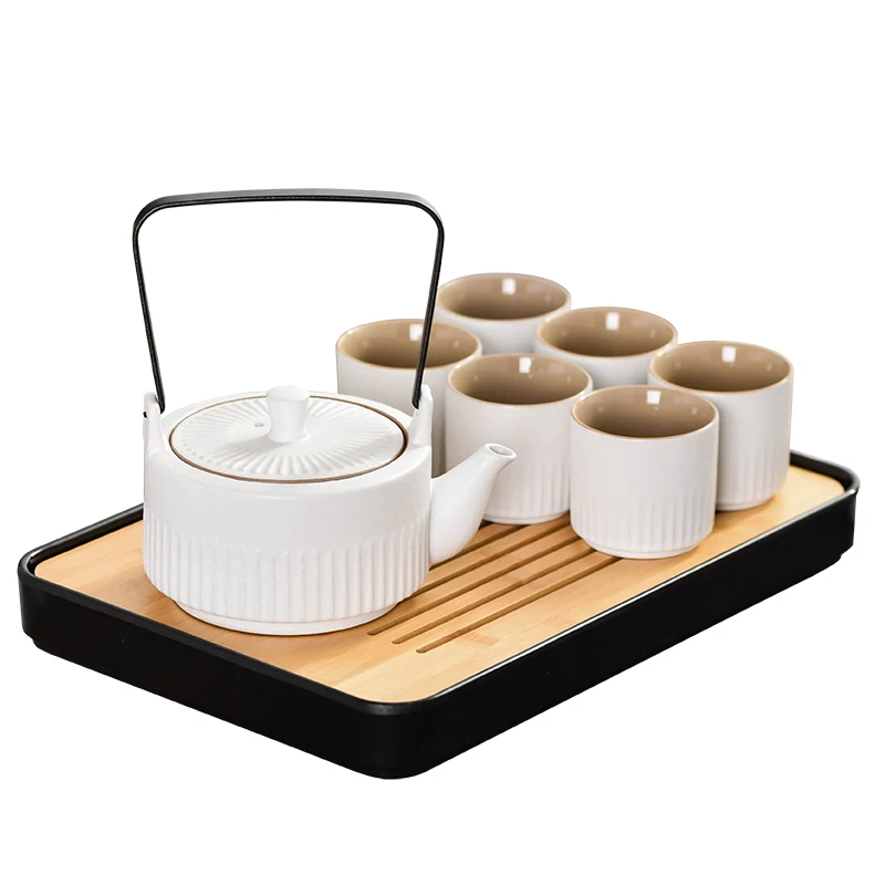 Japanese-style lifting beam pot Jingdezhen Kung Fu tea set office visitor home modern tea cup gift box