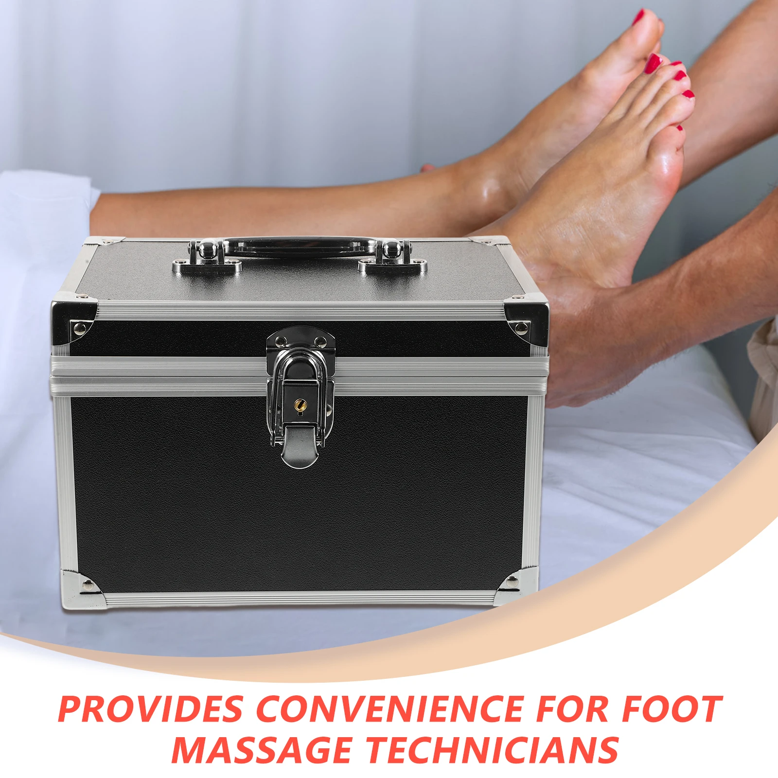 

Pedicure Kit Portable Aluminum Alloy Toolbox Multi-purpose Large Capacity Storage Organizer for Home Use