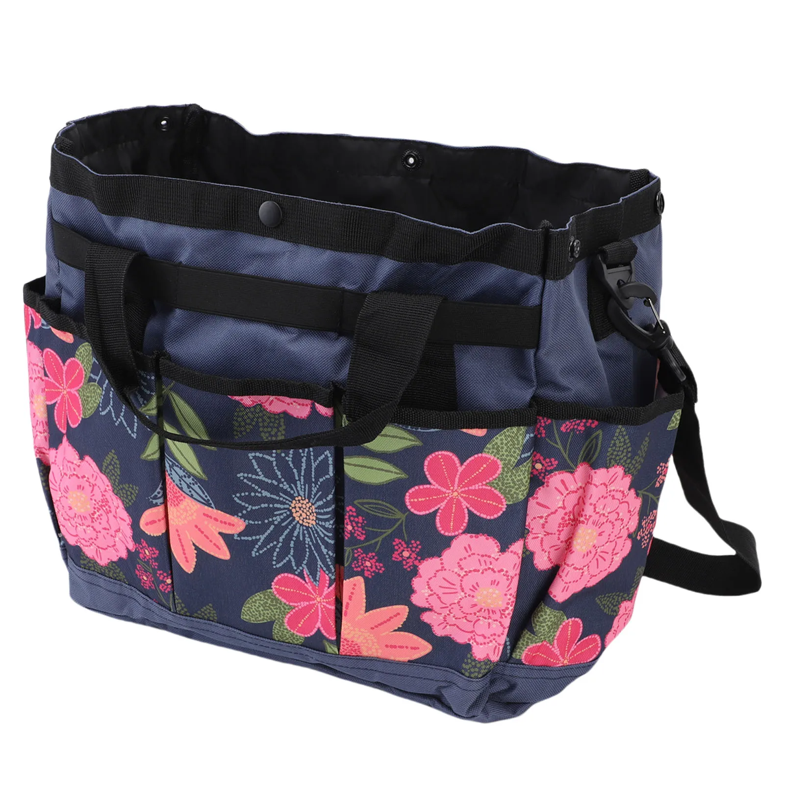 

Сумка для садовых инструментов из ткани Оксфорд с цветочным принтом, портативный органайзер для садового инвентаря с множеством карманов и ручкой для использования на улице