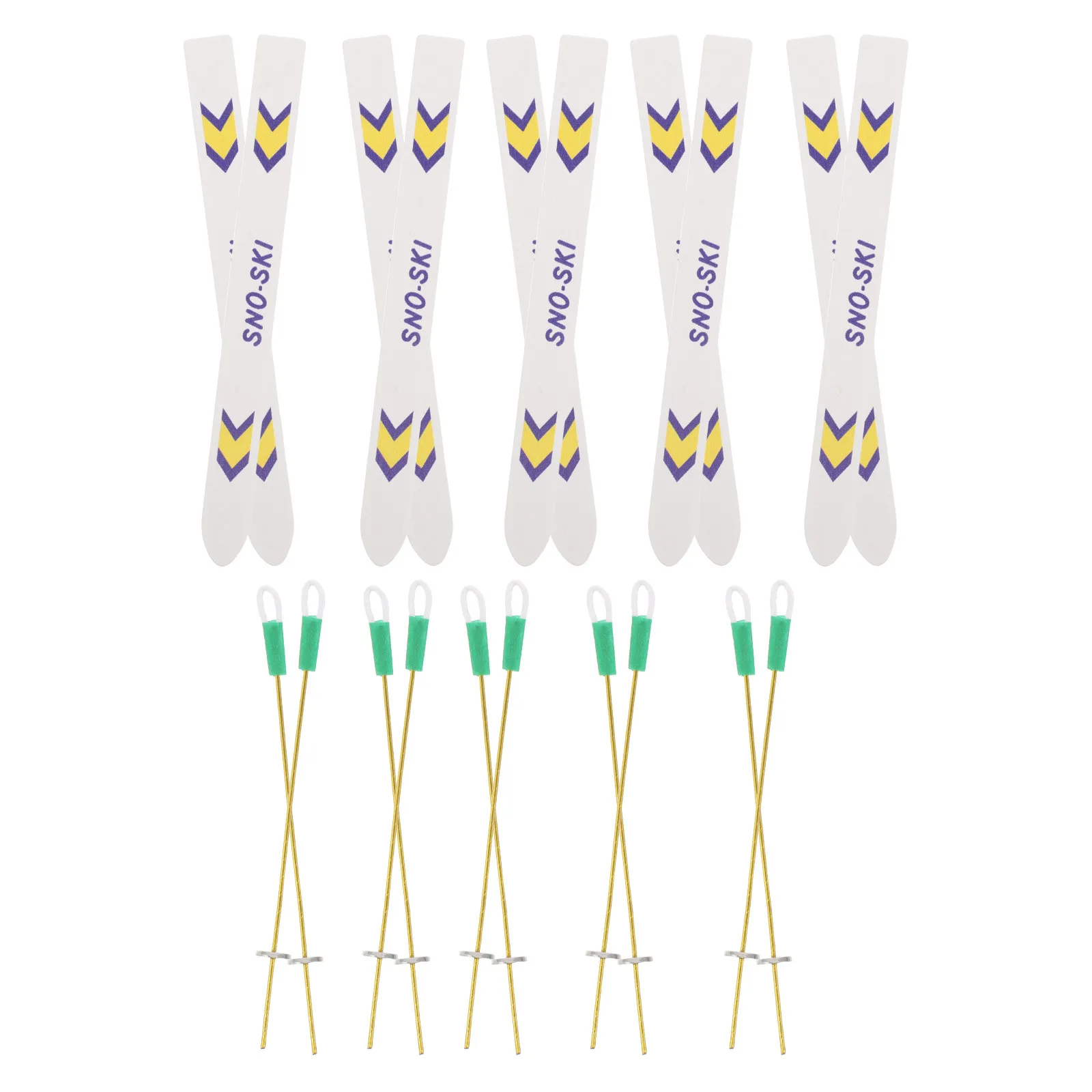 

5Set Miniature Skis Poles Wooden Miniature Dollhouse Christmas Skiing Accessories for Winter Sports Scenes Festive Holiday Decor