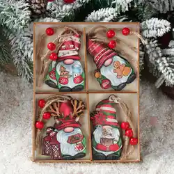 Christmas Gnomes Wooden Pendants Merry Christmas Decorations For Home 2024 Xmas Tree Christmas Ornaments Navidad New Year Gift