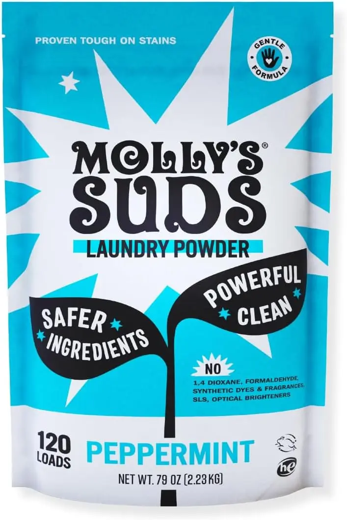 Natural Laundry Detergent Powder, Sensitive Skin Safe, 120 Loads, Peppermint