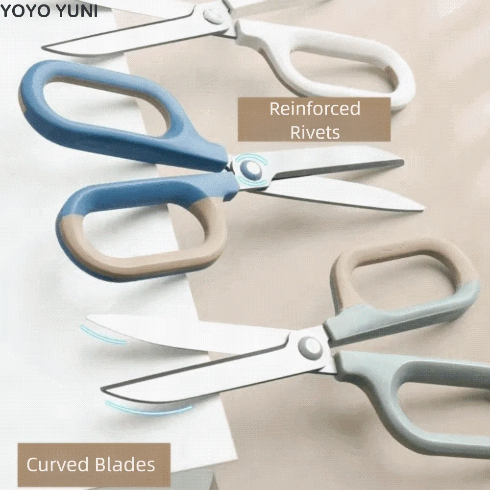 Stainless Steel Stationery Scissors Double Color Hitting Color Household Scissors 18cm Large Loop Handle Paper Scissors