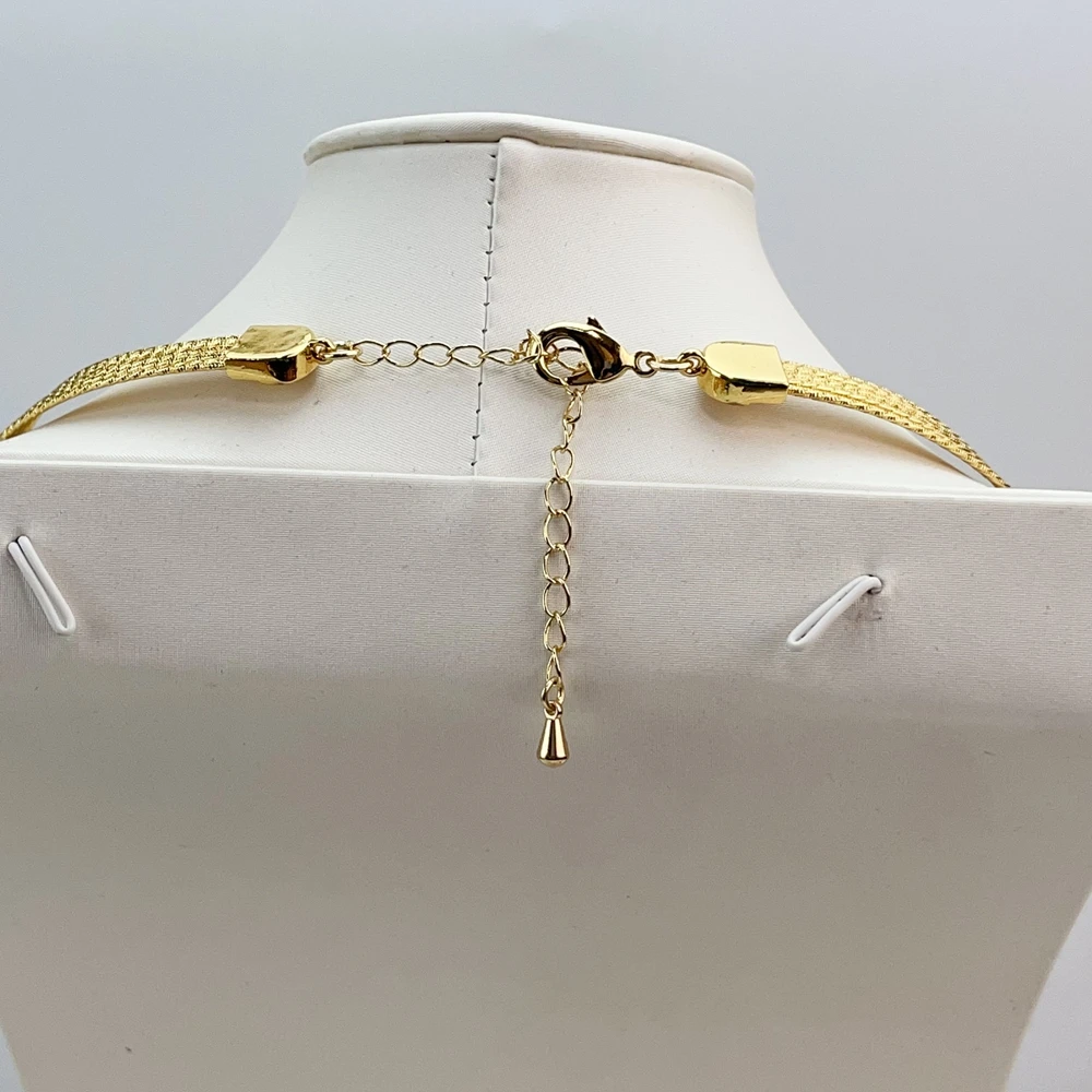 Yuminglai دبي طقم مجوهرات مطلية بالذهب للنساء أقراط سوار خواتم هدايا حفلات الزفاف اكسسوارات نسائية FHK21398 #4