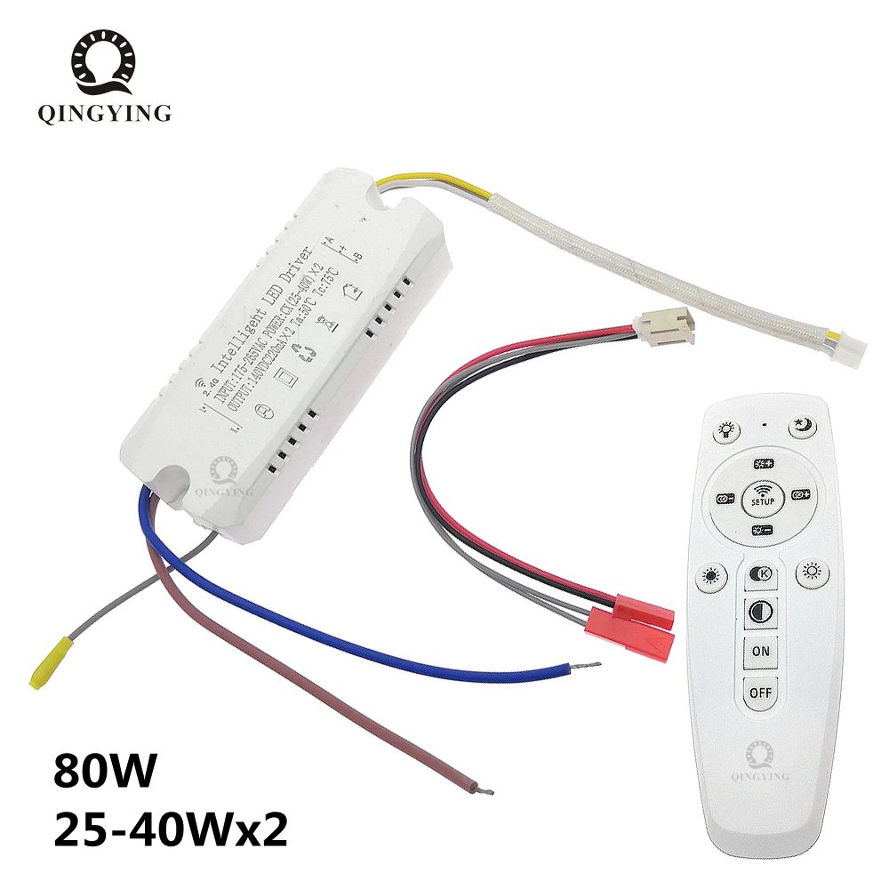 1 sztuka AC220V 2.4G RF inteligentny sterownik LED 25-40Wx2 80W DC75-140V zdalny i kontrola aplikacji kolorowy transformator ściemniania