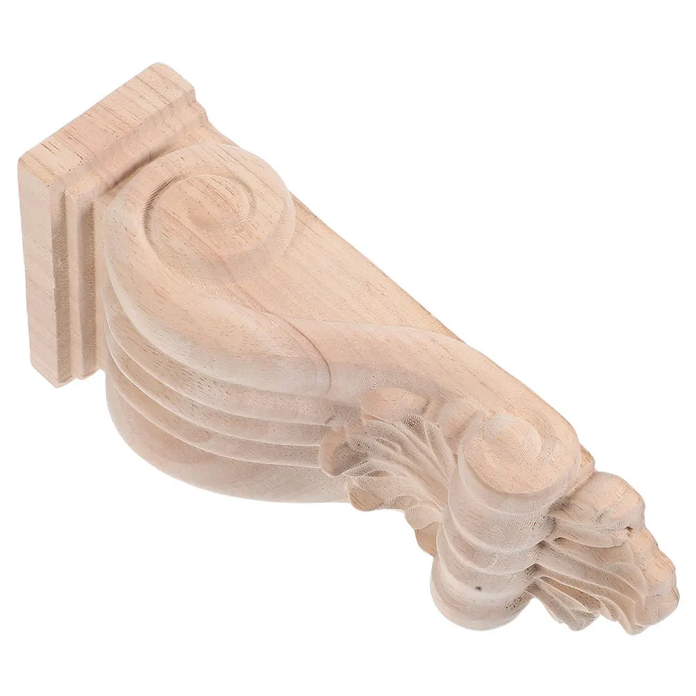

Solid Wood European Style Carved Corbels Unpainted Decorative Corner Appliques for Doorway Kitchen Island Shelves Rustic Home