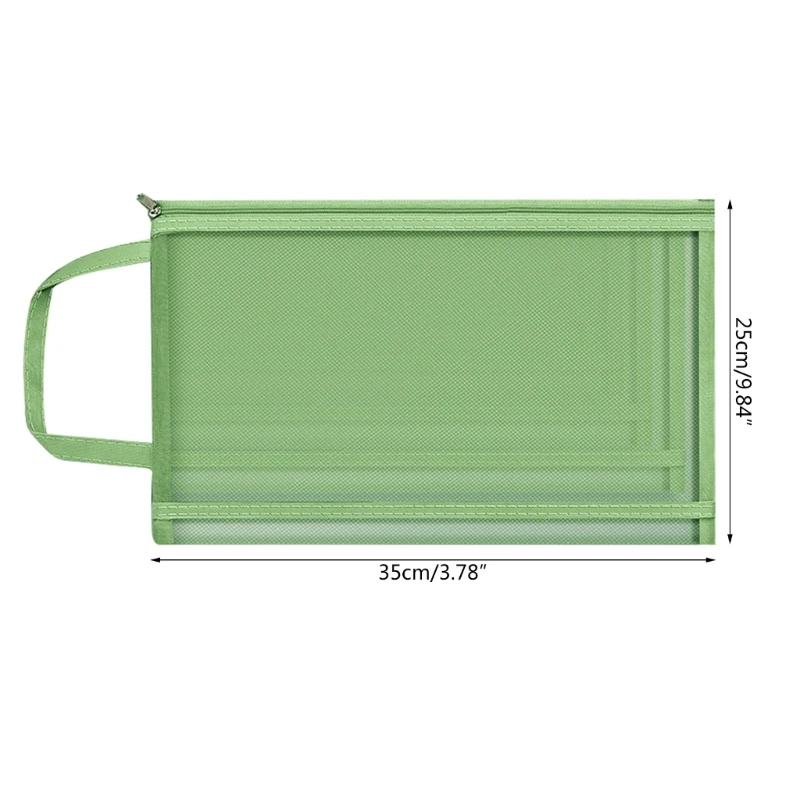 Mesh Zipper Pouch Document Bag A4 Size Zip File Folders Plastic Envelopes Folders for School Office Supplies File Pocket