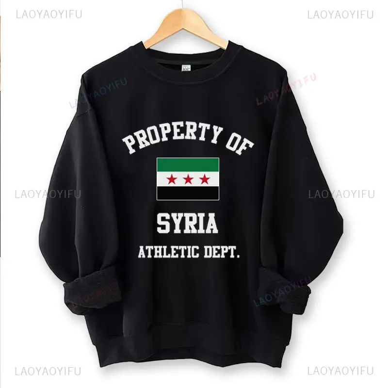 Property of Syria Crewneck Sweatshirt Fashion Casual Unisex Drop Shoulder Sweatshirt Autumn Winter Comfort Personality Clothing