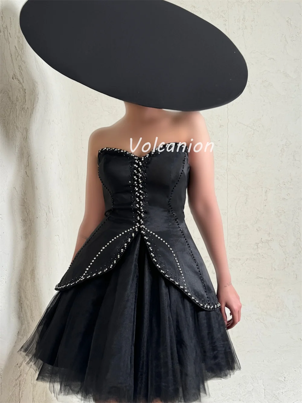Customized Modern Style Elegant Charmeuse Beading Rhinestone A-line Sweetheart Knee Length Dresses Bespoke Occasion Dresses