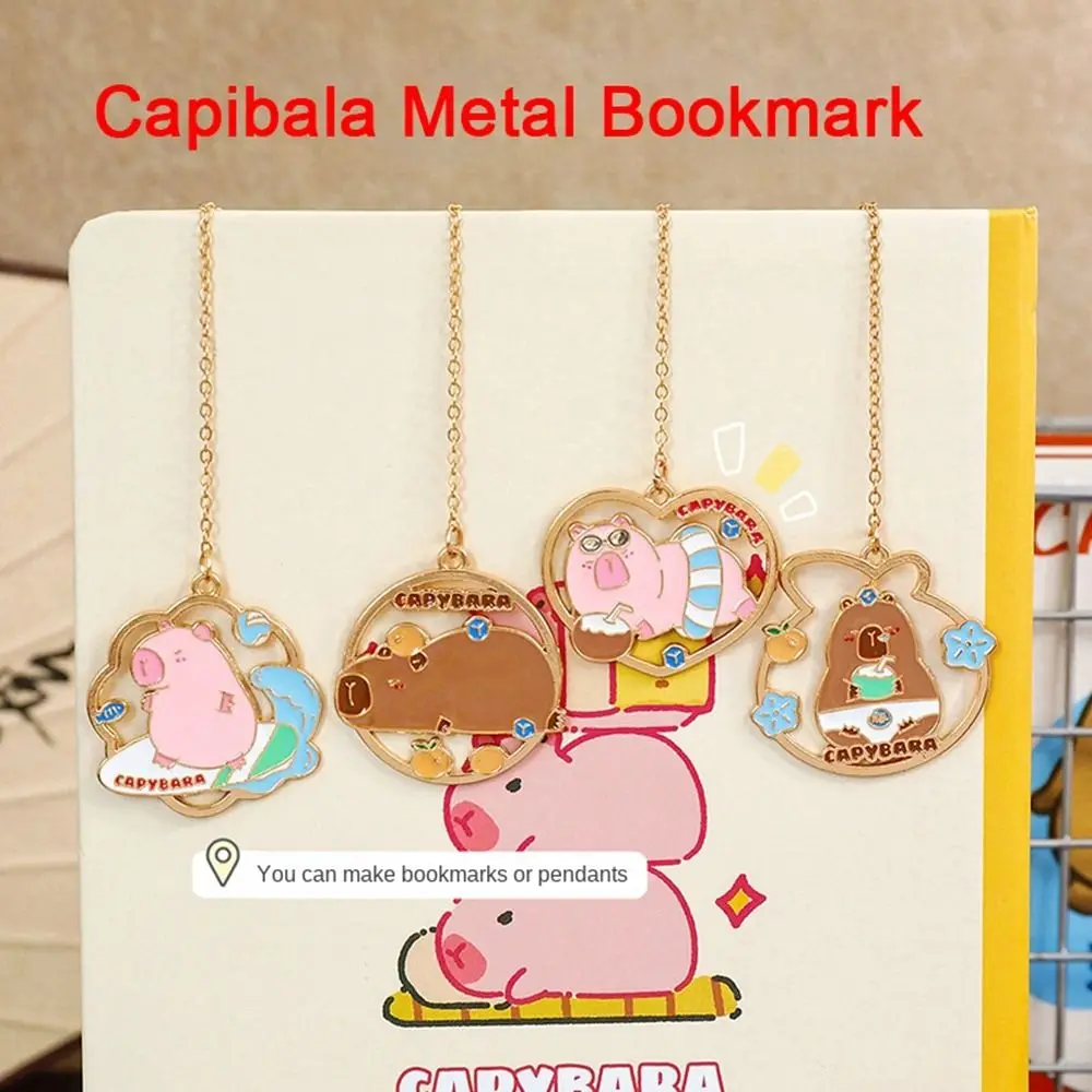 Capybara-marcapáginas de Metal colgante, Clip de libro hueco, papelería de marca de paginación Retro linda, nuevo