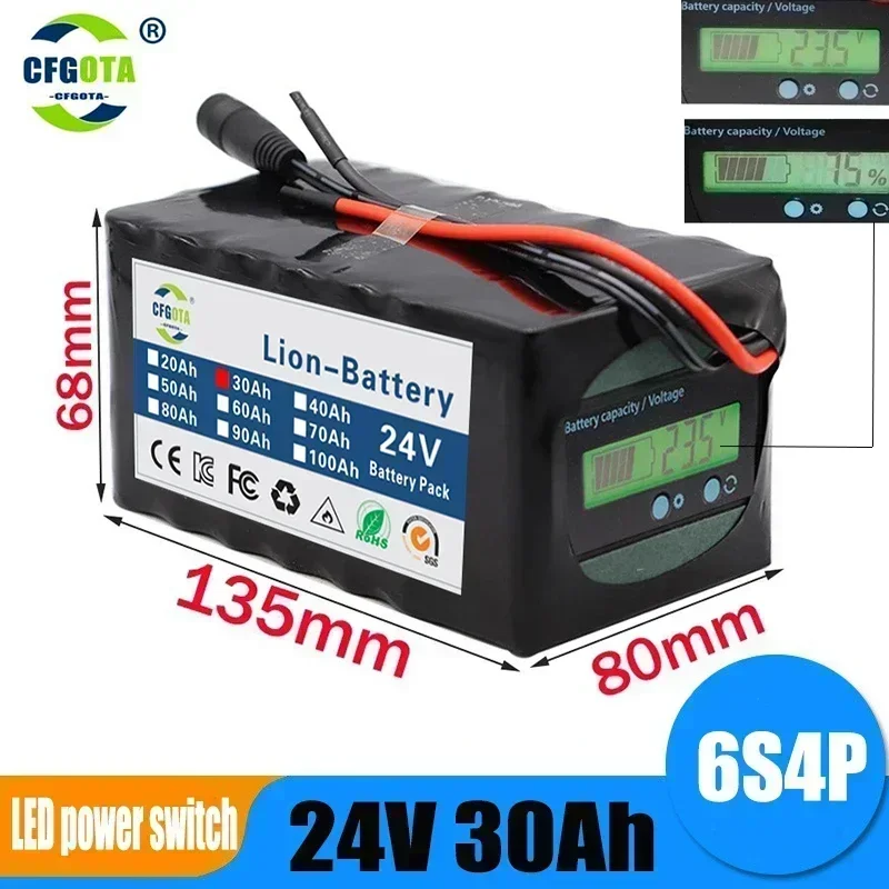 

6s4p 24V 30Ah 18650 Battery Lithium Battery 25.2v Electric Bicycle Moped /Electric/Li ion Battery Pack with Capacity Indicator