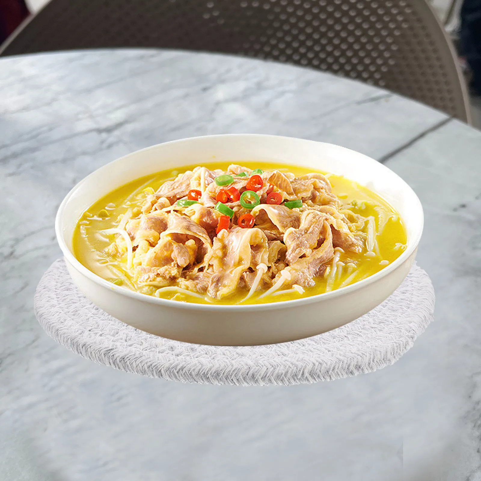 

4Pcs Heat-Resistant Cotton Woven Round Placemats Rustic Dining Table Decor Wear-Resistant Cutlery Mat Household Table Supplies