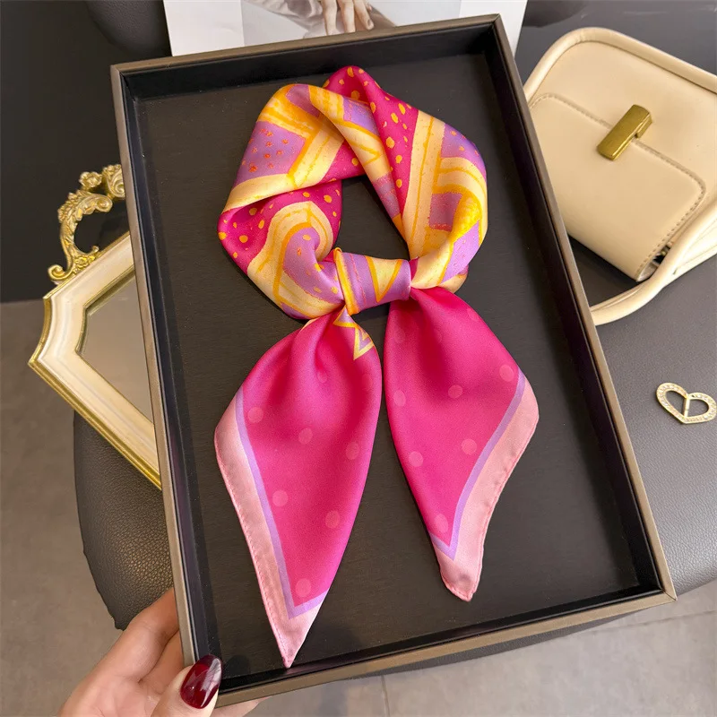 

Роскошный звездный принт 70 см квадратный женский шелковый атласный шарф для волос модный платок дизайнерский шарф повязка на голову хиджаб бандана