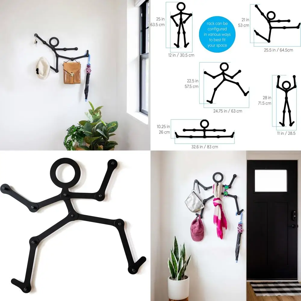 

Customizable Black Metal Wall Rack: Playful & Functional Hanging Solution for Accessories