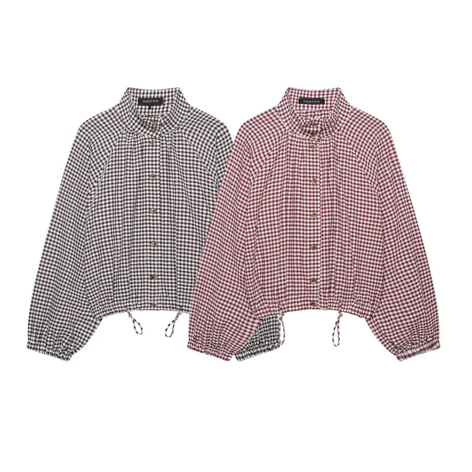 YLT Womens Spring Fall New Plaid Stand Collar Jacket Casual Versatile Fashion Trendy Chic Elegant Outerwear Coat Classy Style