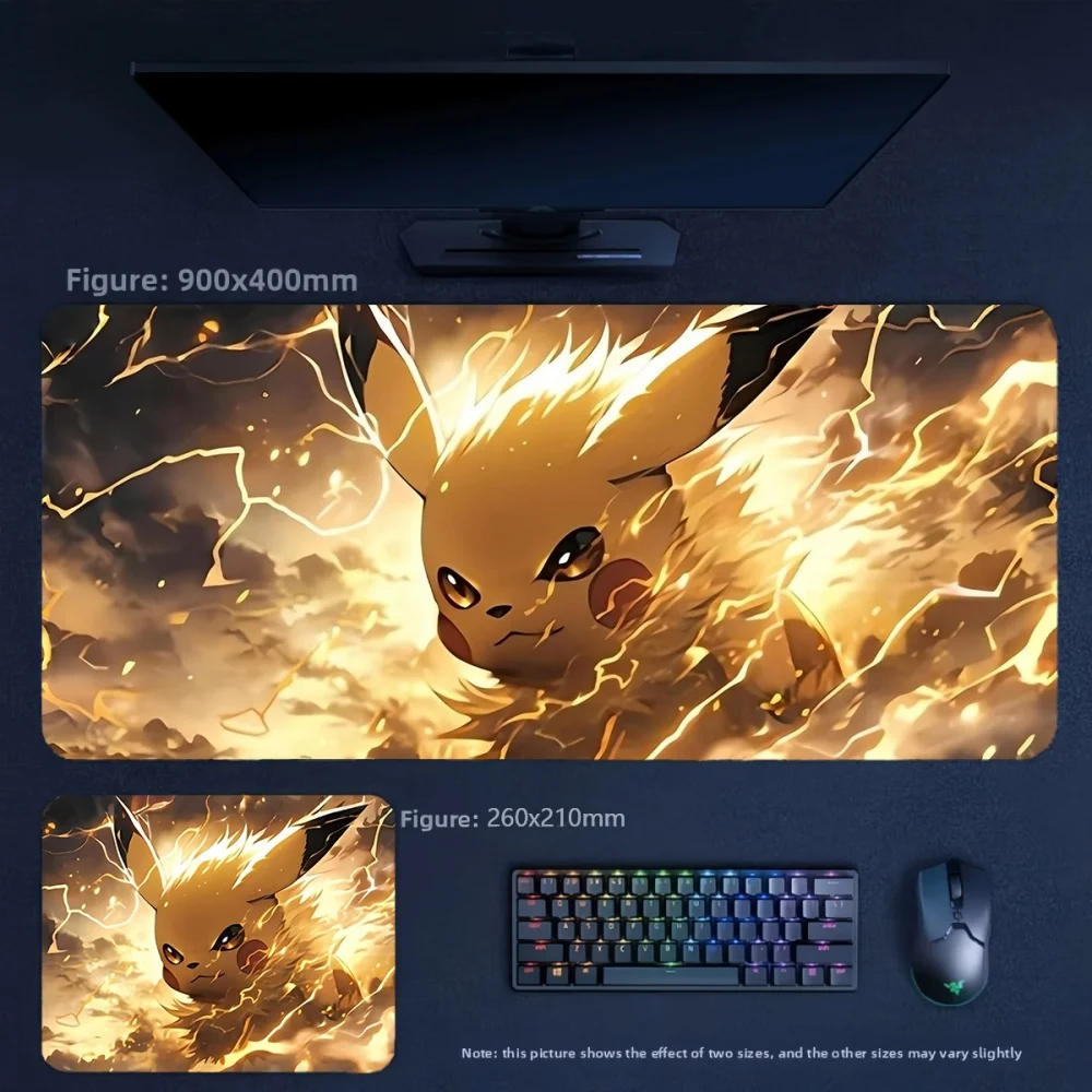 High Definition Printing Precision Edge Lock Leather Mouse Pad Anime Pokémon Large Size 90x45cm Non-slip Keyboard Pad Table Mat
