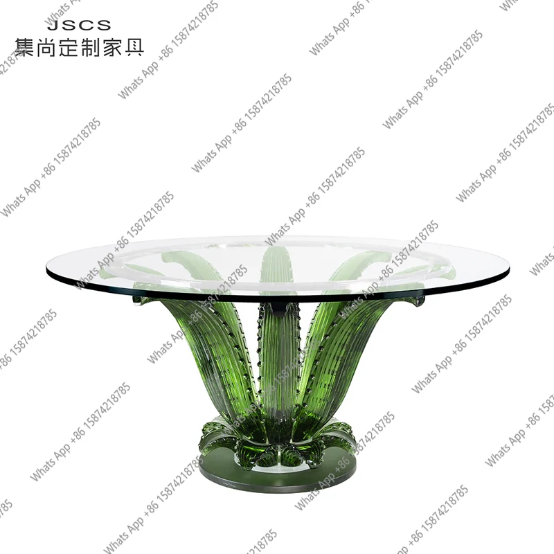 Hotel lobby flower table edge few entrance porch decoration transparent resin crystal edge few fashionable high-end glass table