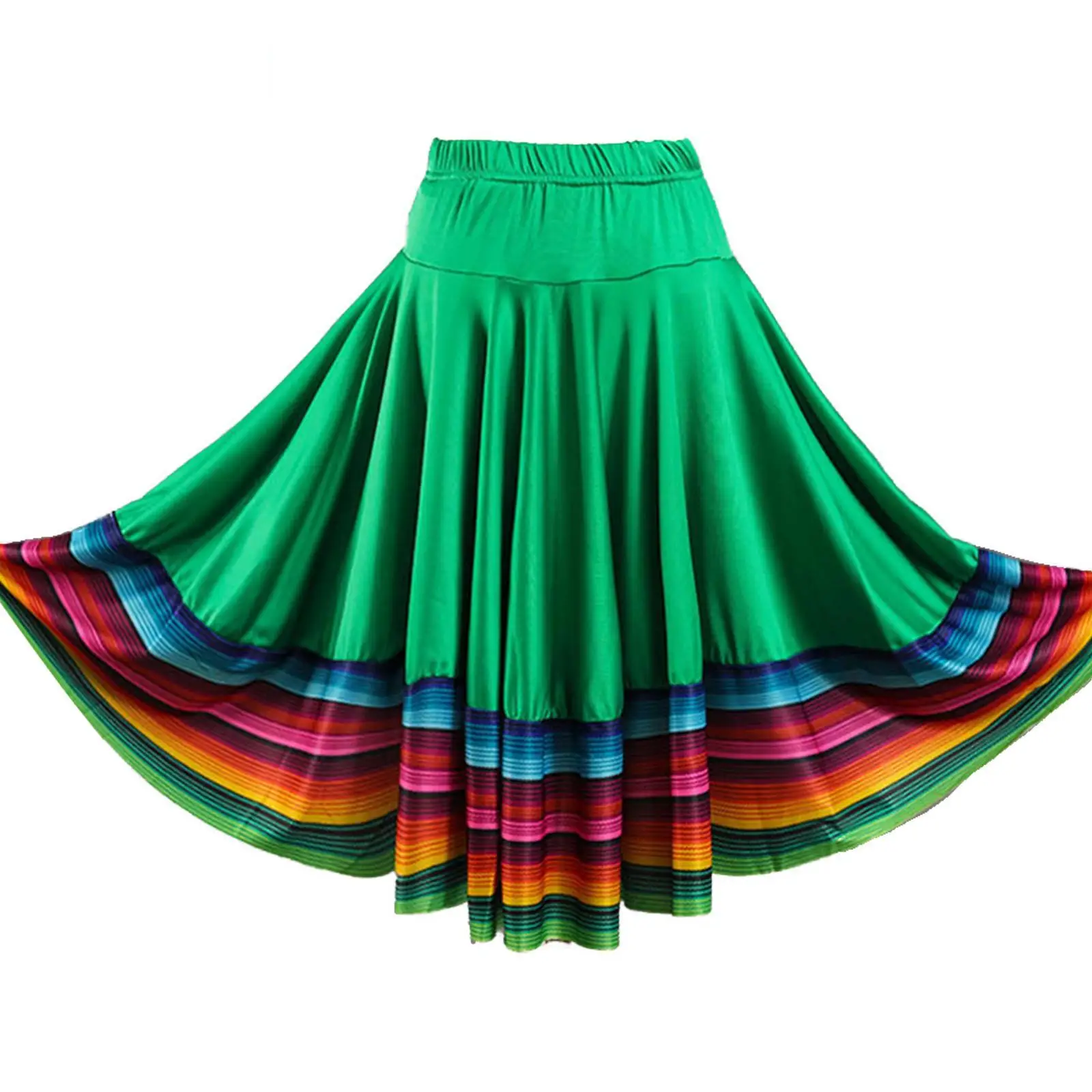 

Womens Colorful Folklorico Dance Long Ruffled Skirt Mexican Flamenco Ballroom Dance Folk Dancing Dress Stage Performance Costume