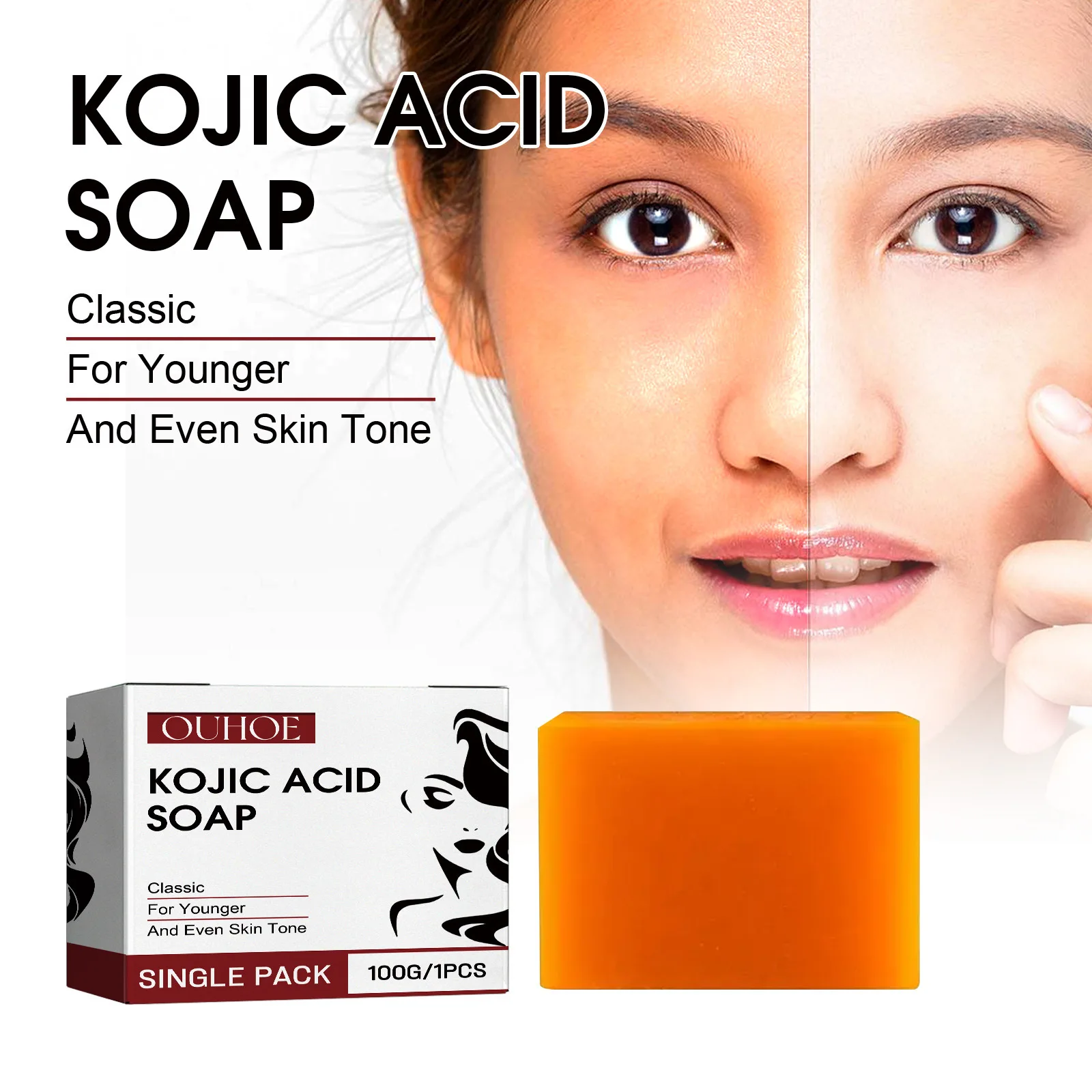 Whitening Soap Lighten Dark Underarm Leg Remove Dead Skin Bleaching Deep Cleaning Pores Moisturizing Brightening Kojic Acid Soap