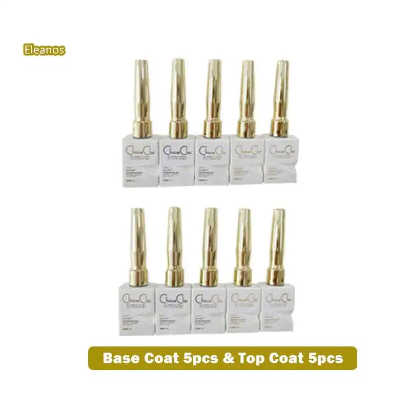 Eleanos Wholesale 10pcs/60pcs No Wipe Top Coat Base Coat Set For Color Gel Nail Polish UV Soak Off Nail Art Varnish for Manicur