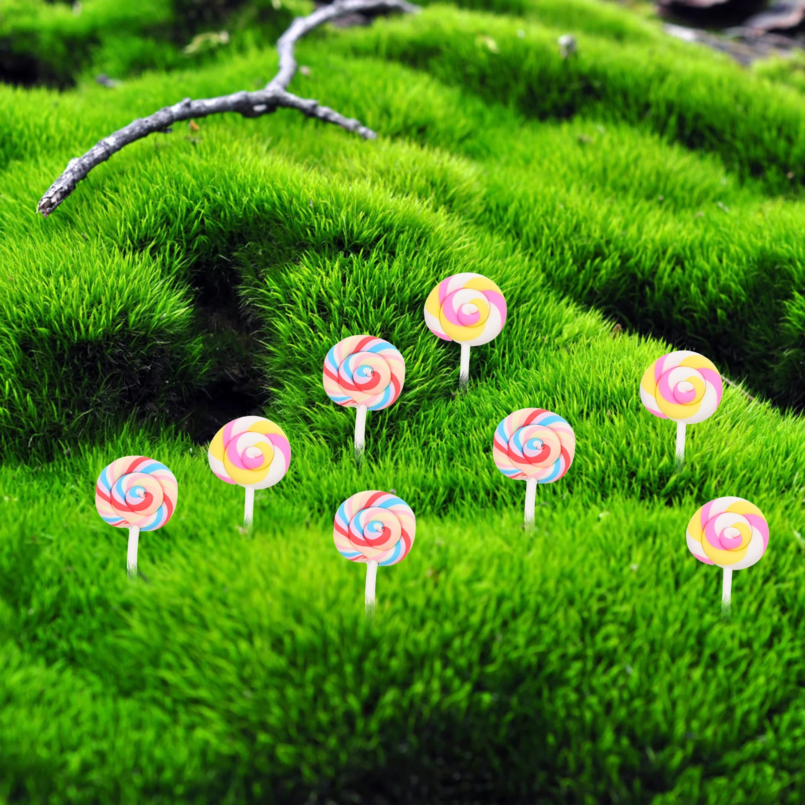 

20pcs Rainbow Swirl Colorful Resin Decors Miniature Landscape Decors Kids Diy Crafts Lollipop Decorations Resin Pendant