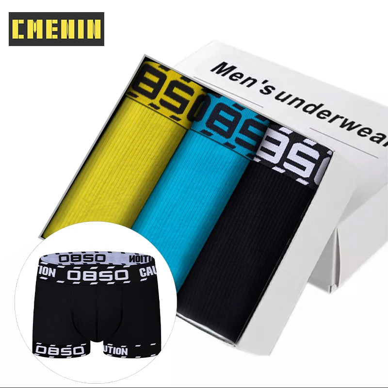 3PCS High Quality Cotton Boxer Man's Underwear Men Quick Dry Men's Underpants Boxershorts Men Long Boxer Slip BS3104