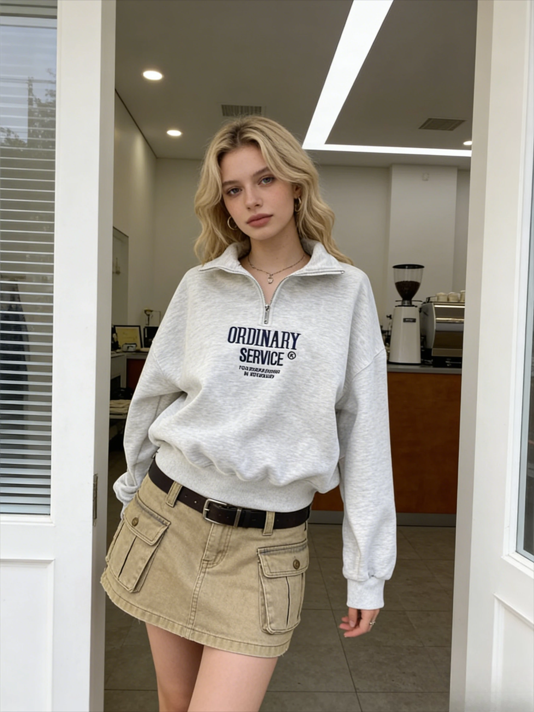 Korean Version Embroidered Half-zipper Pullover Sweater Spring and Autumn Stand-up Collar Polo Shirt Women