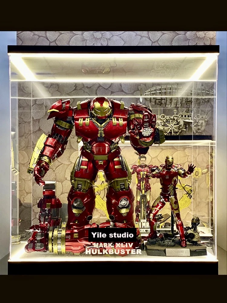 Caja de vitrina acrílica LED personalizada para juguetes calientes 1/6 Iron man MK44 Hulkbuster alimentación USB (envío en 10-15 días)