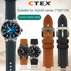 Convex mouth wristband For ORIS diving AQUIS retro Cowhide  733 7730 7740 men's watch strap 24 * 12mm 24 * 11mm belt