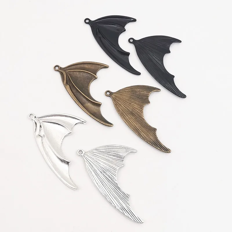 6 Pairs Retro Dark Gothic Halloween Bat Wings Dragon Wings Pendant Zinc Alloy DIY Jewelry Accessories image 2
