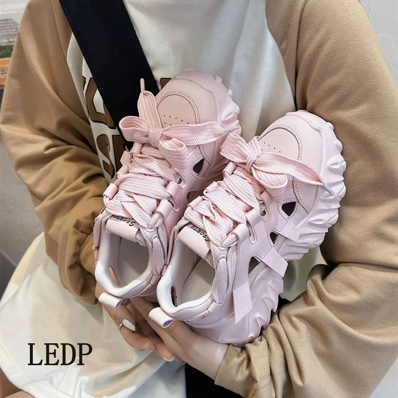 

LEDP Father Female Sandals Sports Shoes 2024 New Trend All-match Summer Small Thick Bottom Breathable Mesh Surface Casual