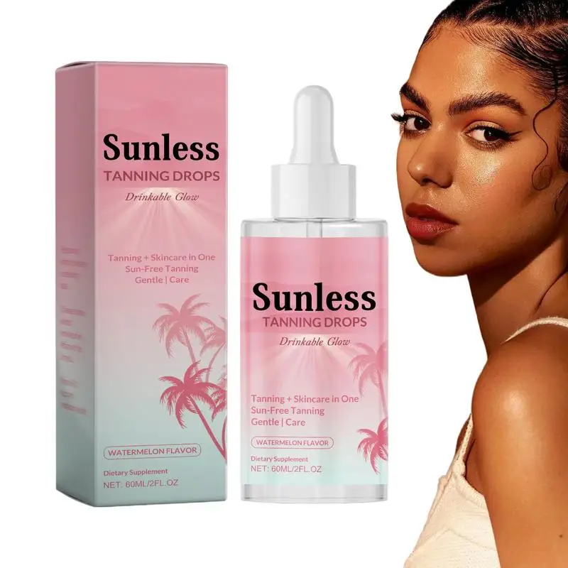 Sunless Tanning Drops Bronzing Face Drops Gradual Bronzing Effect 60ml Sunless Tan for Men Women Home Travel Sun-Kissed Glow