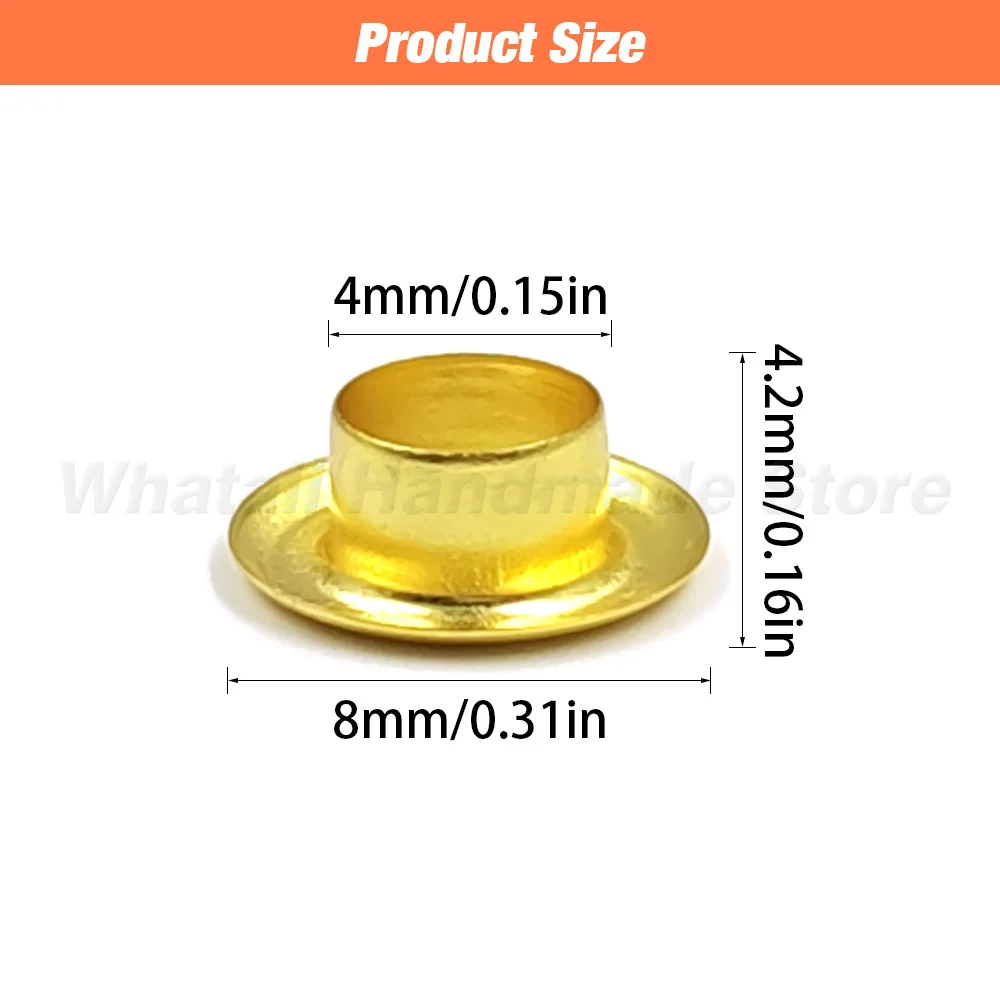 100 Sets 4 mm Metall-Ösen, Ösenring mit Unterlegscheibe, mehrfarbig, für Scrapbooking, Schuhe, Gürtelkappe, Taschenanhänger, Kleidung, DIY, Lederhandwerk – Detail 3