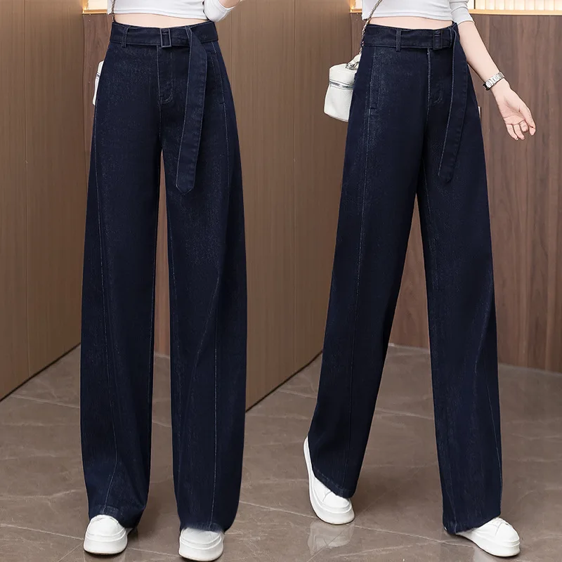 

Джинсовые широкие брюки для женщин, осенние новые популярные утягивающие брюки с высокой талией, узкая версия, прямые брюки Scimitar