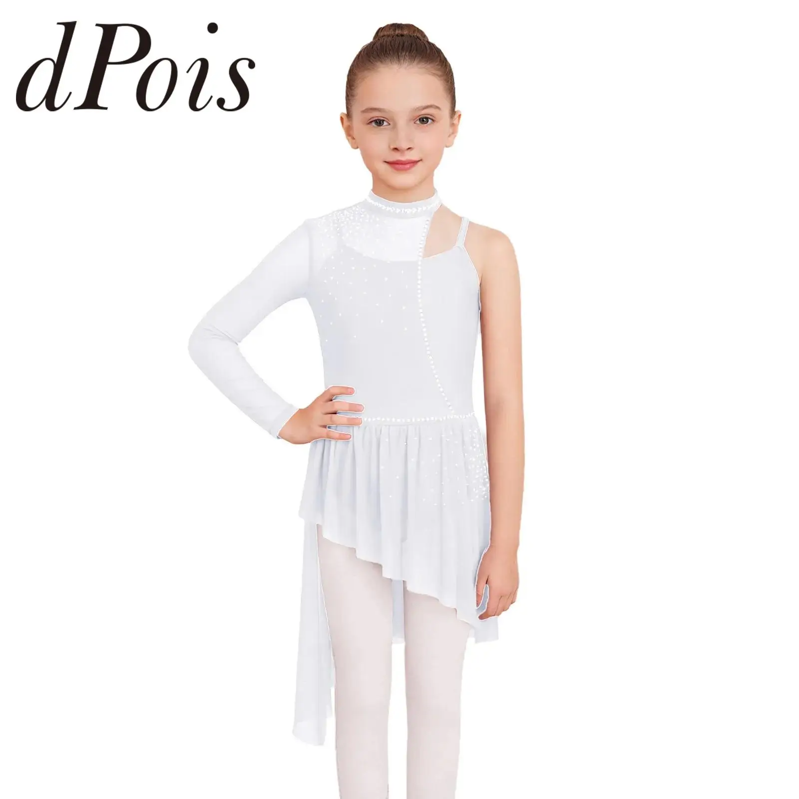 

Girls Ballet Leotard Dress Gymnastics Bodysuits Jumpsuit Lyrical Dance Dresses Kids Figure Ice Skating Costume Modern Dancewear