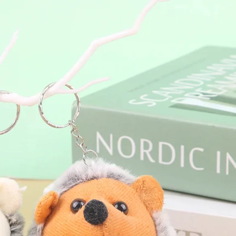 Simpatico riccio peluche giocattolo cartone animato animale ciondolo bambola di pezza morbida portachiavi zaino borsa per auto portachiavi decorazione regalo per bambini