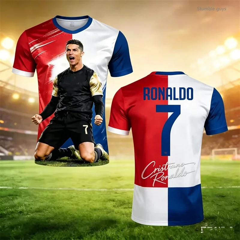 Ronaldo 7 Fußballtrikot für Herren, Sommer, kurzärmelig, T-Shirt, lässig, für Kinder, Jungen, Kleidung, Oberteile, Herren, Freizeit und Sport