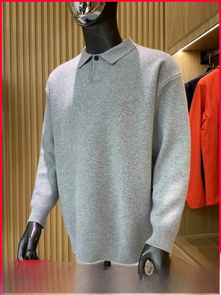 

Итальянский мужской вязаный свитер из древесной целлюлозы с воротником, в стиле Lazy Fashion, класса люкс, с длинными рукавами, зимний топ