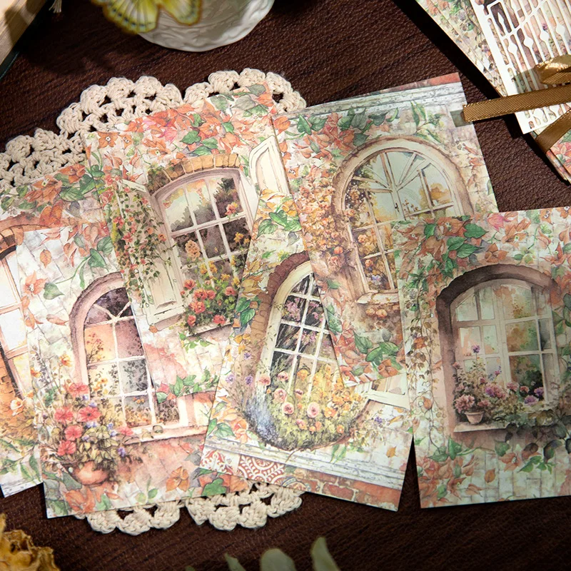 

30pcs/lot Memo Pads Material Paper Vintage window Junk Journal Scrapbooking paper Cards Background Decoration Paper stationery