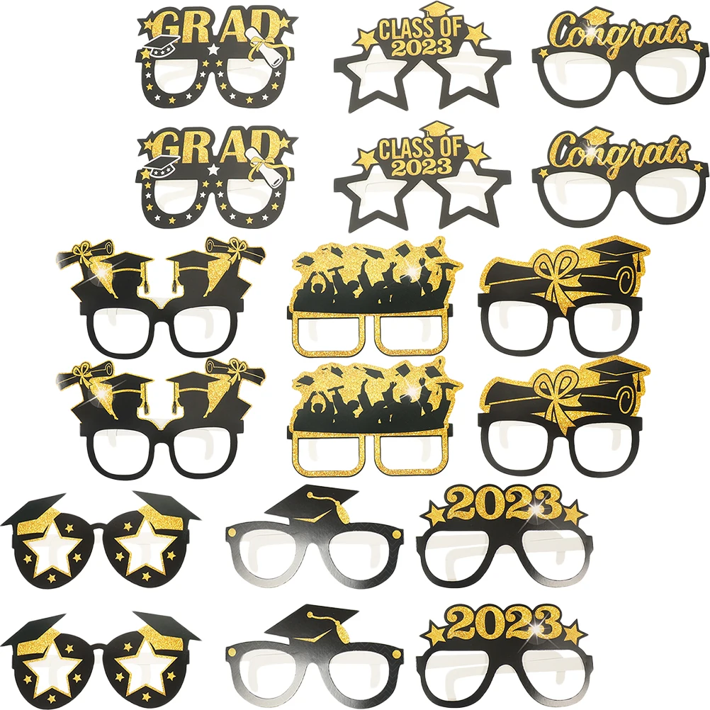 

18pcs Glasses Graduation Eyewear Photo Props Graduation Party Glasses Party Decorations Season Supplies Versatile