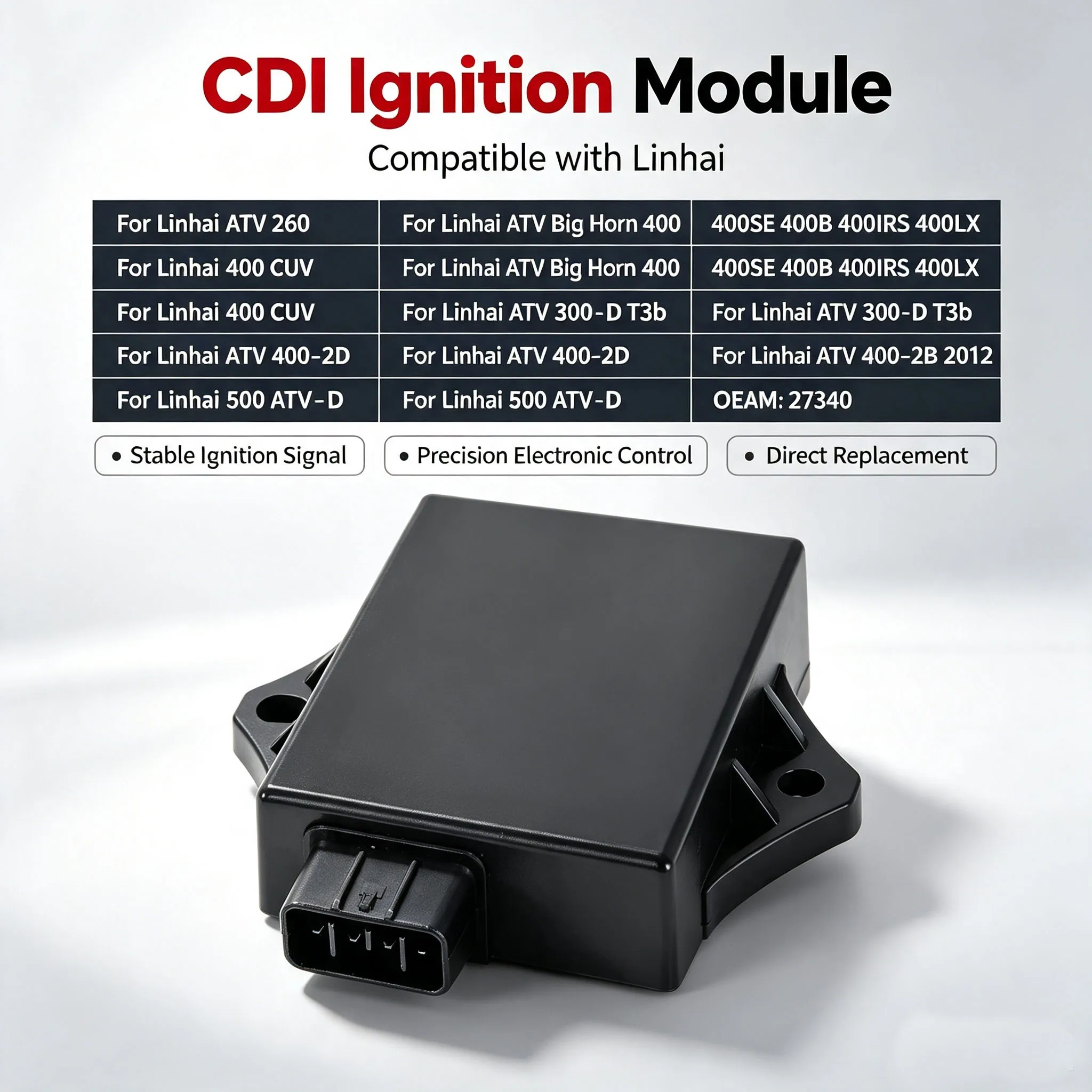 OEM:27340 Unit CDI COMP For Linhai ATV 260 300-D T3b 400-2D 400-2B 500 ATV-D 400 CUV ATV Big Horn 400 400SE 400B 400IRS 400LX