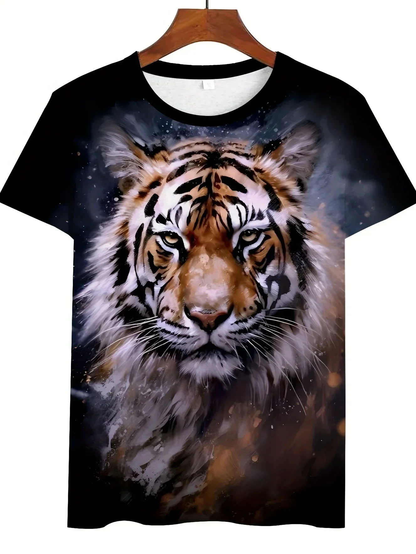 Fashion Men's 3D Fierce Tiger Print T-shirt Funny Animal Graphic Novelty Tee Summer Casual Crew Neck Short Sleeve Tops