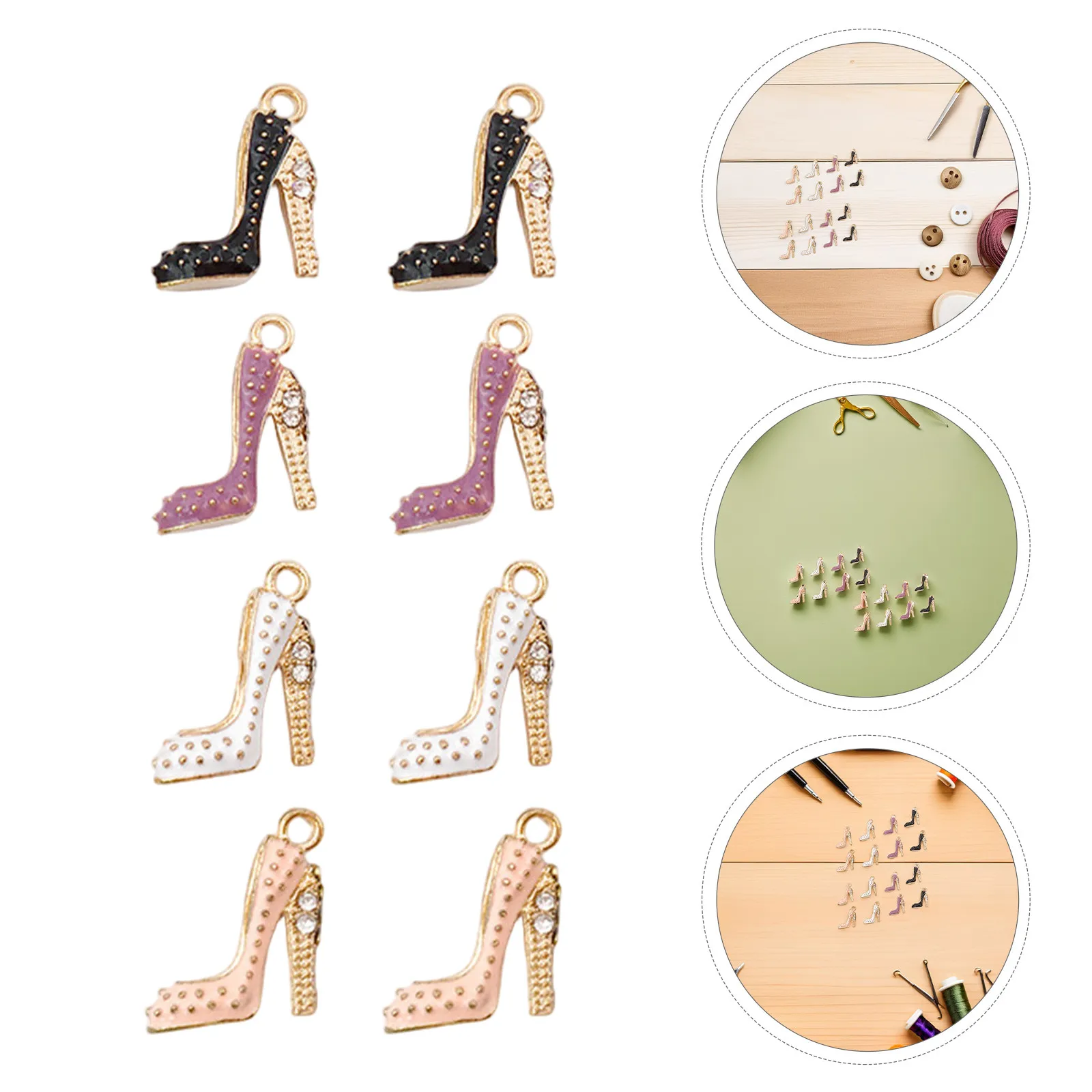 

20Pcs Rhinestone Alloy High Heel Charms Colorful Shoe Pendants DIY Jewelry Keychains Bracelets Crafts Women Accessories