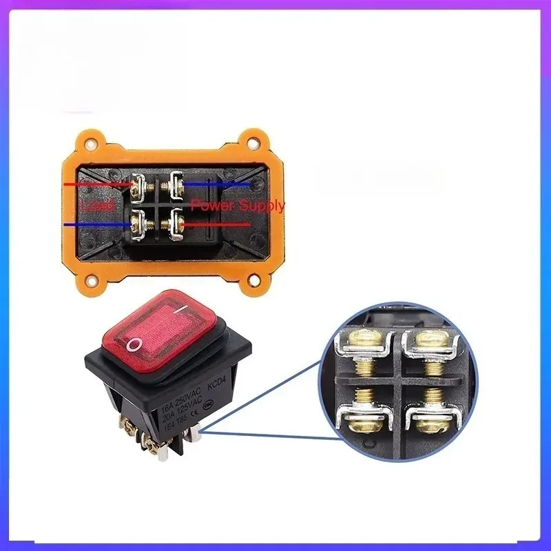 For 12V-24V Inline Power Cord Switch Auto Accessories Waterproof 110V-220V Junction Box IP67 30A Marine Rocker Switch