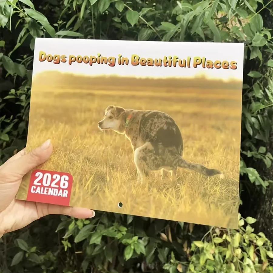 

2026 Funny Dog Pooping Calendar - Monthly Planner with Humorous Dog-Themed Pooping & Barking Scenes, Cute Dog Calendar for Home,