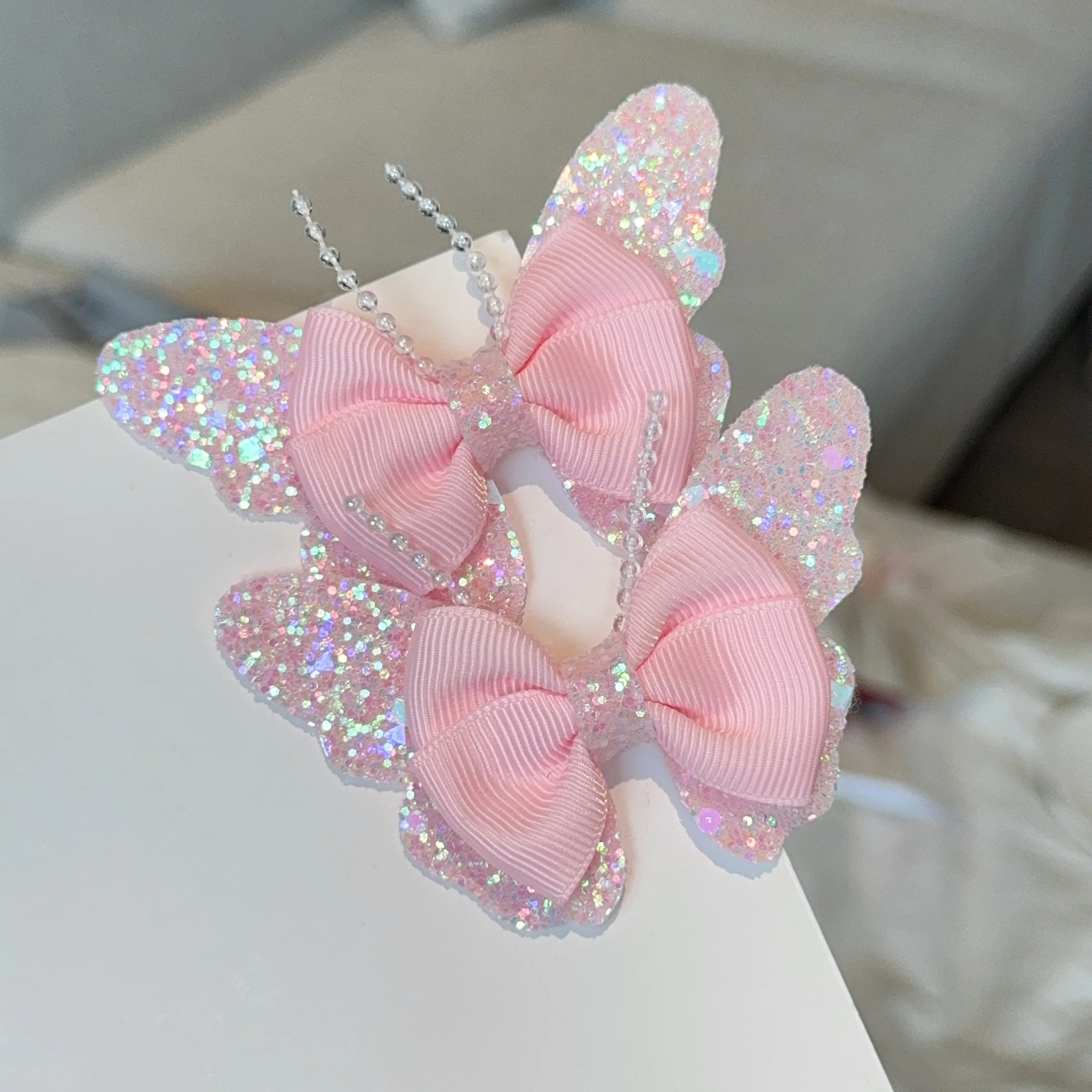 2 Pcs Fashion Rainbow Butterfly Hair Accessories Hair Clips Girls Sequin Hairpins Children Cute Barrettes Kids Gift