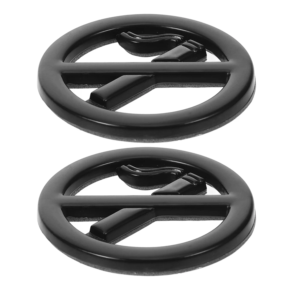 2Pcs No Smoking Metal Stickers Car Exterior Sign Warning Decals Industrial Vehicle Accessories Home Office Use 3D Durability