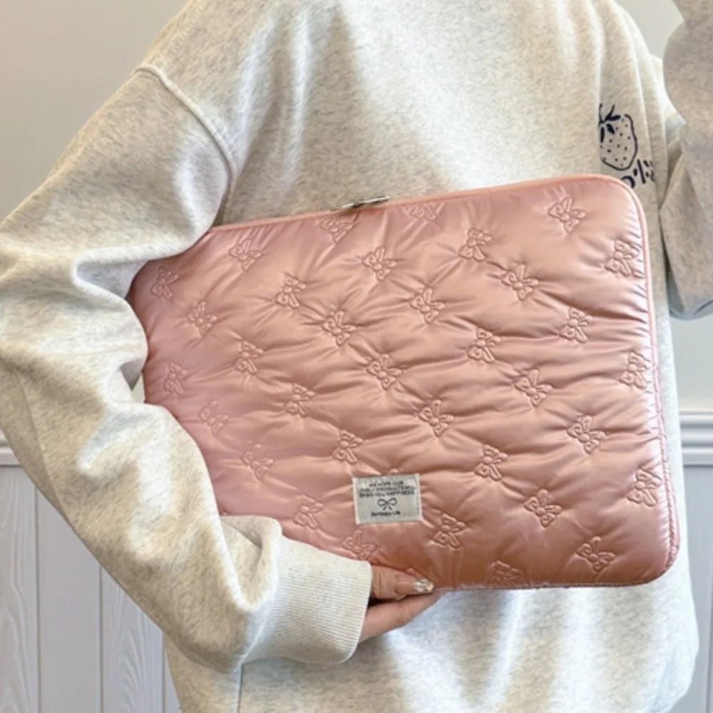 

Glossy Bow Cartoon Laptop Bag Shockproof Portable Tablet Sleeve Bag Waterproof Sweet Girl Computer Bag Girls/Lady/Women