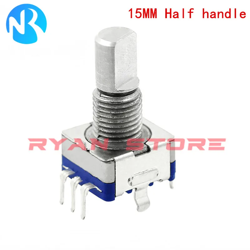 5PCS EC11 20 Position 360 Degree Rotary Encoder With Push Button Switch 5Pin Handle Long 15/20MM Plum Handle/ Half Handle