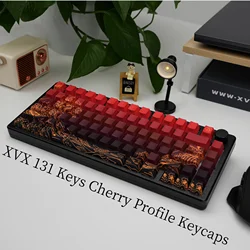XVX 131 Keys Double Shot Cherry Profile Keycaps Side Print PBT Keycap Coral Sea Keycaps for Mechanical Keyboard Shine Through